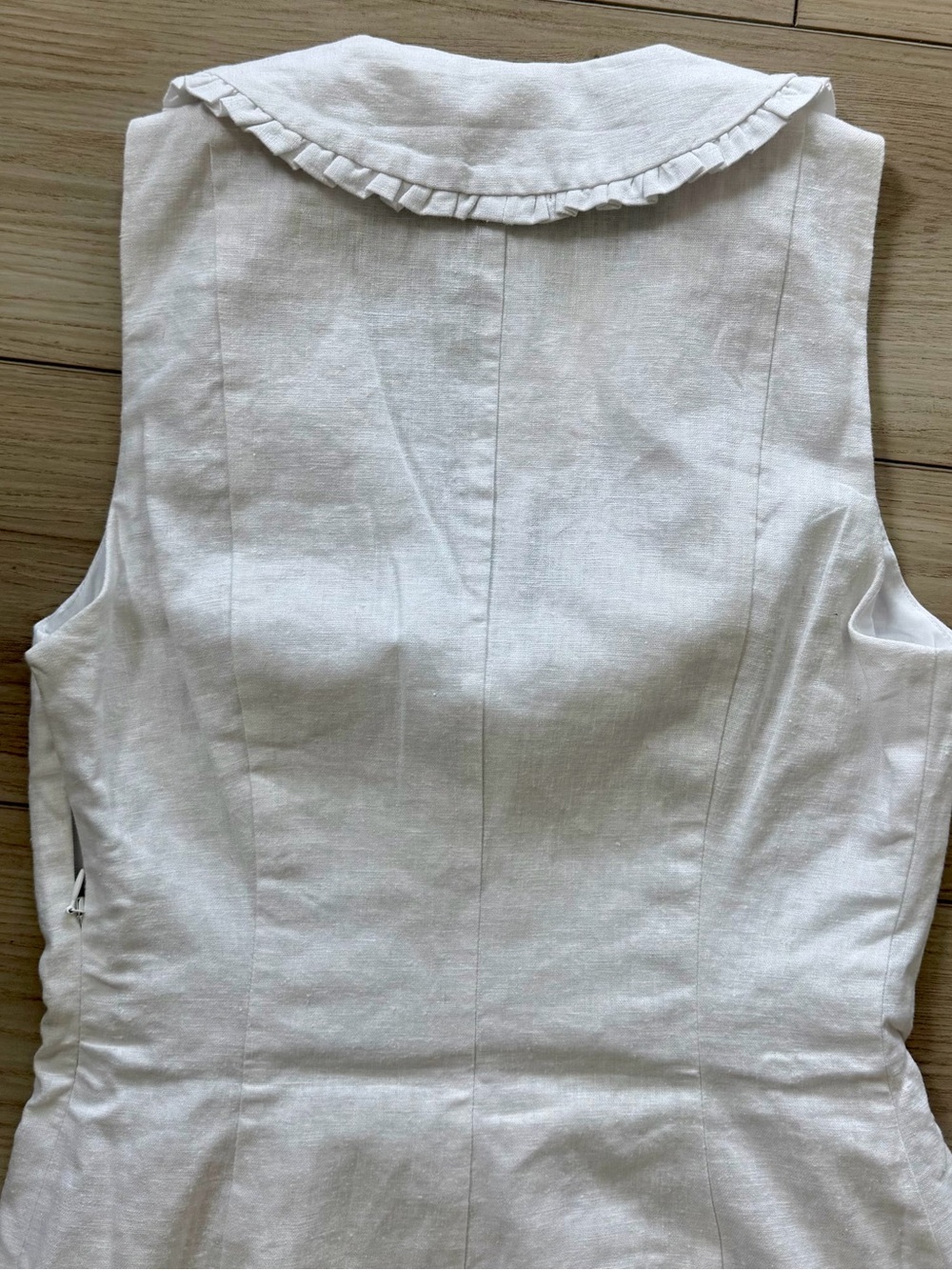 Caroline Constas White Ruffled-Collar Linen Mini Dress - Picture 3 of 4